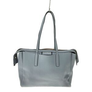 Marc Jacobs Leather Tote Bag Blue Gray Gold Hardware Zip Compartment Dust Bag